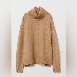 H&M Knitted Polo-Neck Jumper – Beige Marled – Size Medium – EUC